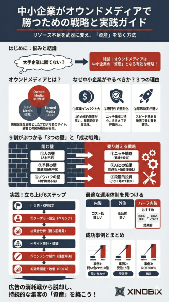 中小企業こそオウンドメディアをやるべき理由と成功事例を徹底解説！のサマリ